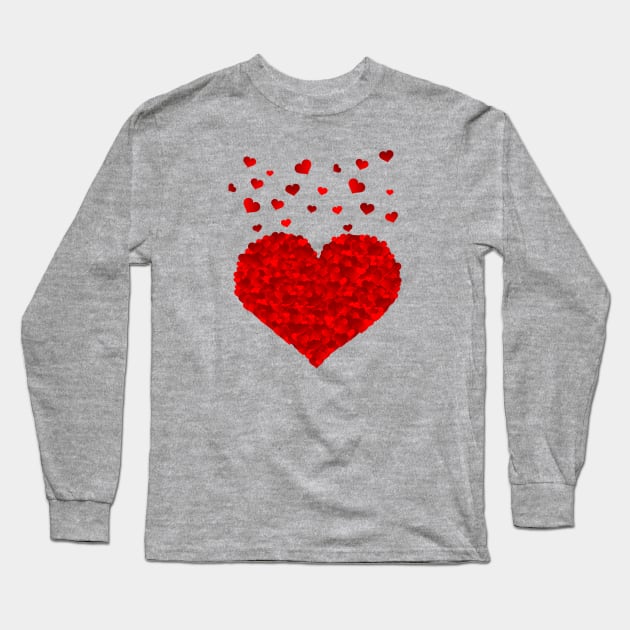 Red Hearts of Love Eternal Long Sleeve T-Shirt by CoastalDesignStudios